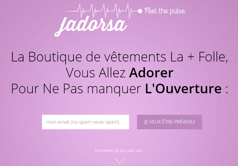 Landing page de création de site